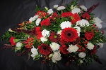 Red and White Single Ended funerals Flowers